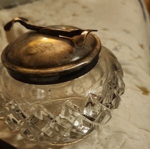 Vintage Glass Jar with Silver Lid